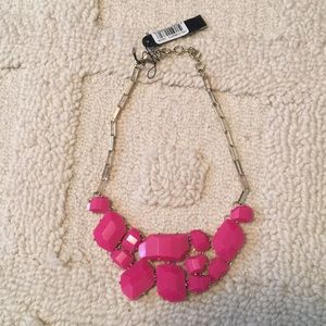 NWT AQUA Fuchsia and gold Statement Necklace